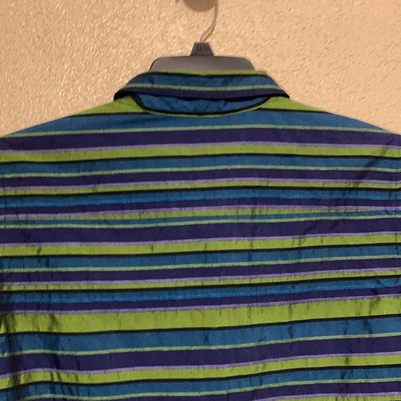 c.l.o.t.h.e.s Jacket Blazer XL Navy Blue Green Stripes 3/4 Sleeve Front Buttons - Picture 11 of 14